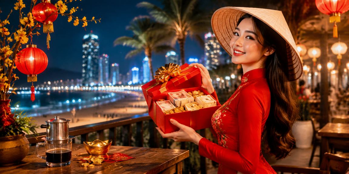 Người dùng Nha Trang đội nón lá sử dụng ứng dụng di động để theo dõi tỷ lệ cá cược